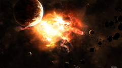 Outer space explosions planets