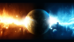 Outer space explosions planets