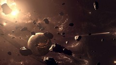 Outer space explosions planets