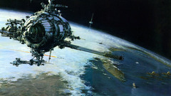 Outer space futuristic planets