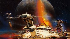 Outer space futuristic planets