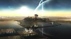 Outer space futuristic planets