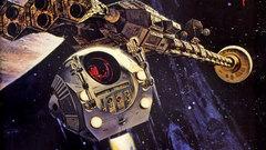 Outer space futuristic spaceships