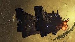 Outer space futuristic spaceships