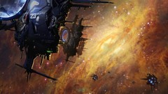 Outer space futuristic spaceships