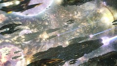 Outer space futuristic spaceships