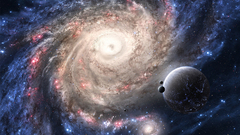 Outer space galaxies planets