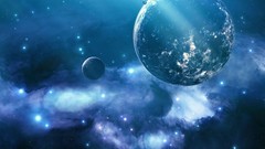 Outer space galaxies planets