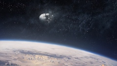 Outer space moon Earth