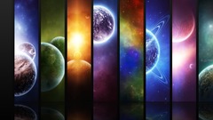 Outer space multicolor planets