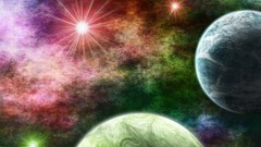 Outer space multicolor planets