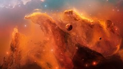 Outer space orange moon