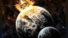 Outer space planets fire