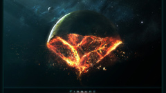 Outer space planets fire