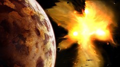 Outer space planets fire