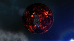 Outer space planets fire