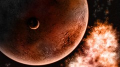 Outer space planets orange