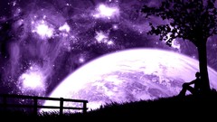 Outer space planets purple