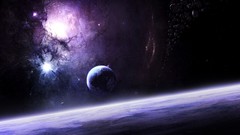 Outer space planets purple
