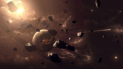 Outer space planets rocks