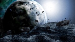 Outer space planets rocks