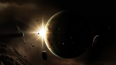 Outer space planets rocks