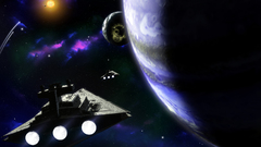 Outer space planets spaceships