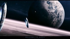 Outer space planets spaceships