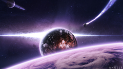 Outer space planets spaceships