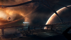 Outer space planets spaceships