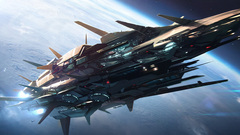 Outer space planets spaceships