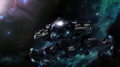 Outer space starcraft spaceships