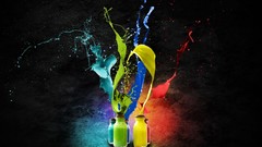 Paint abstract multicolor digital renders color splash