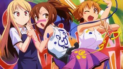 Paint Anime anime girls brown eyes short hair wink open mouth 