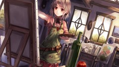 Paint apples dress houses lemons anime girls original 