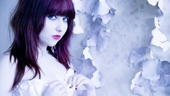 Paint falls blue eyes white dress redheads