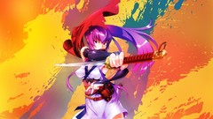 Paint weapons Katana Anime Swords multicolor long hair anime 