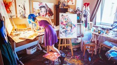 Paint woman artist paintings studio artwork