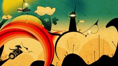 painting abstract lighthouse digital art artwork surreal swirls
