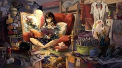painting anime girls room original characters Anime interior