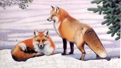 Paintings Animals artwork foxes