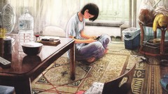 Paintings anime girls indoors original characters scans