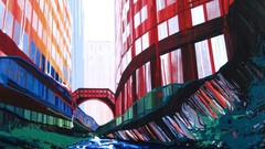 Paintings Bridges buildings rivers cityscapes artwork 