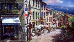 Paintings buildings streets artwork skyscapes