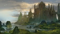 Paintings castle digital art fantasy art airbrushed