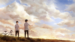 Paintings clouds Bicycles outdoors