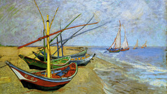 Paintings coast Boats Vincent