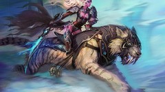 Paintings elves Warriors Tigers warcraft artwork fantasy art