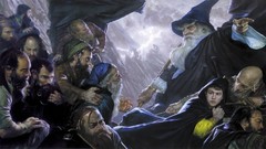 Paintings Gandalf Wizards dwarfs The Hobbit fantasy art Donato 