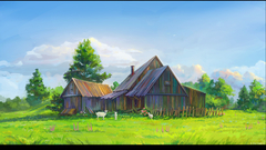 Paintings houses sheep artwork